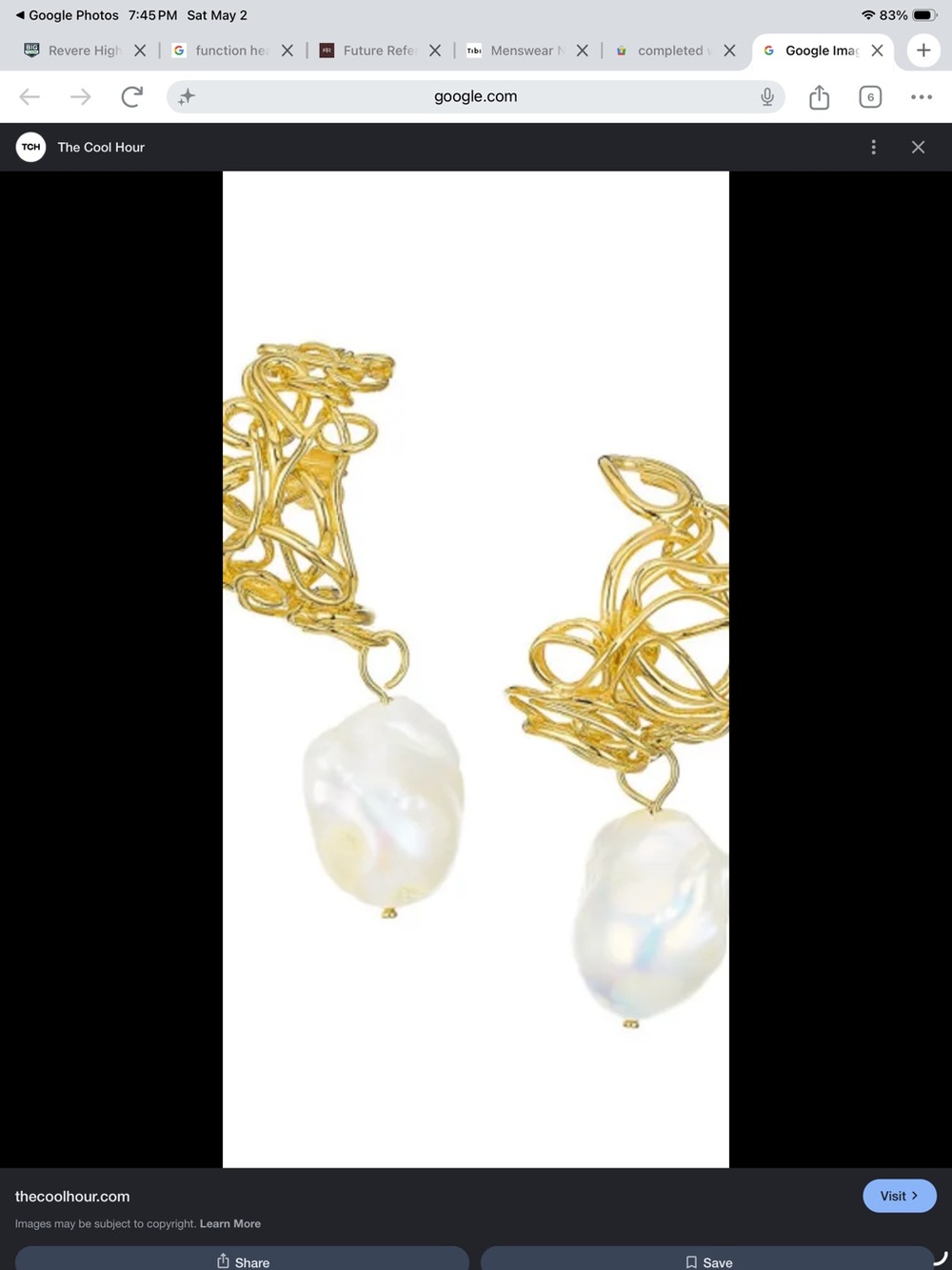 Completedworks Gold earrings with Baroque Pearls ‘ the Myth Makers Myth’ - Picture 5 of 6